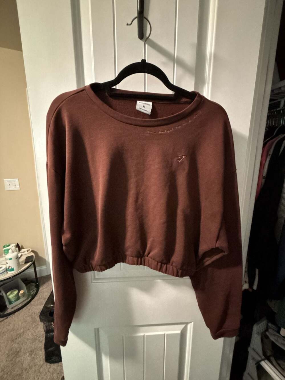 Gymshark Brown Cropped Sweatshirt Size XL